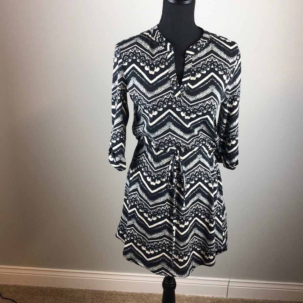 Lily Rose- Black & White Aztec Print Dress- S-Sm